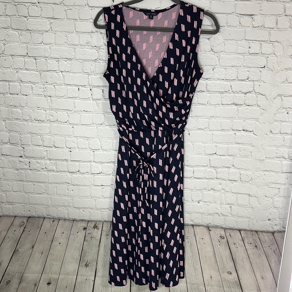 Lands’ End navy/pink dress